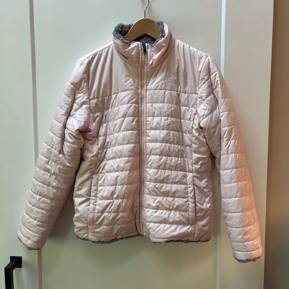 The North Face pink and gray reversible jacket Girls XL
